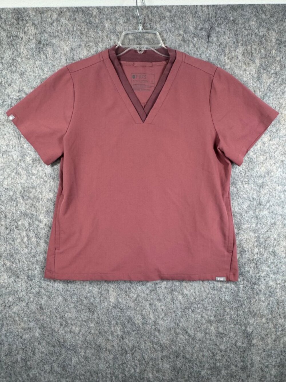 Figs Womens Oran Scrub Top Size L Pink Mauve Pockets